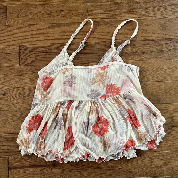 Free People Melbourne Ruffle Ribbed Tank Top Sz L | Boho Chic Layering Basic - Picture 5 of 5